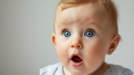 驚いた表情の赤ちゃん